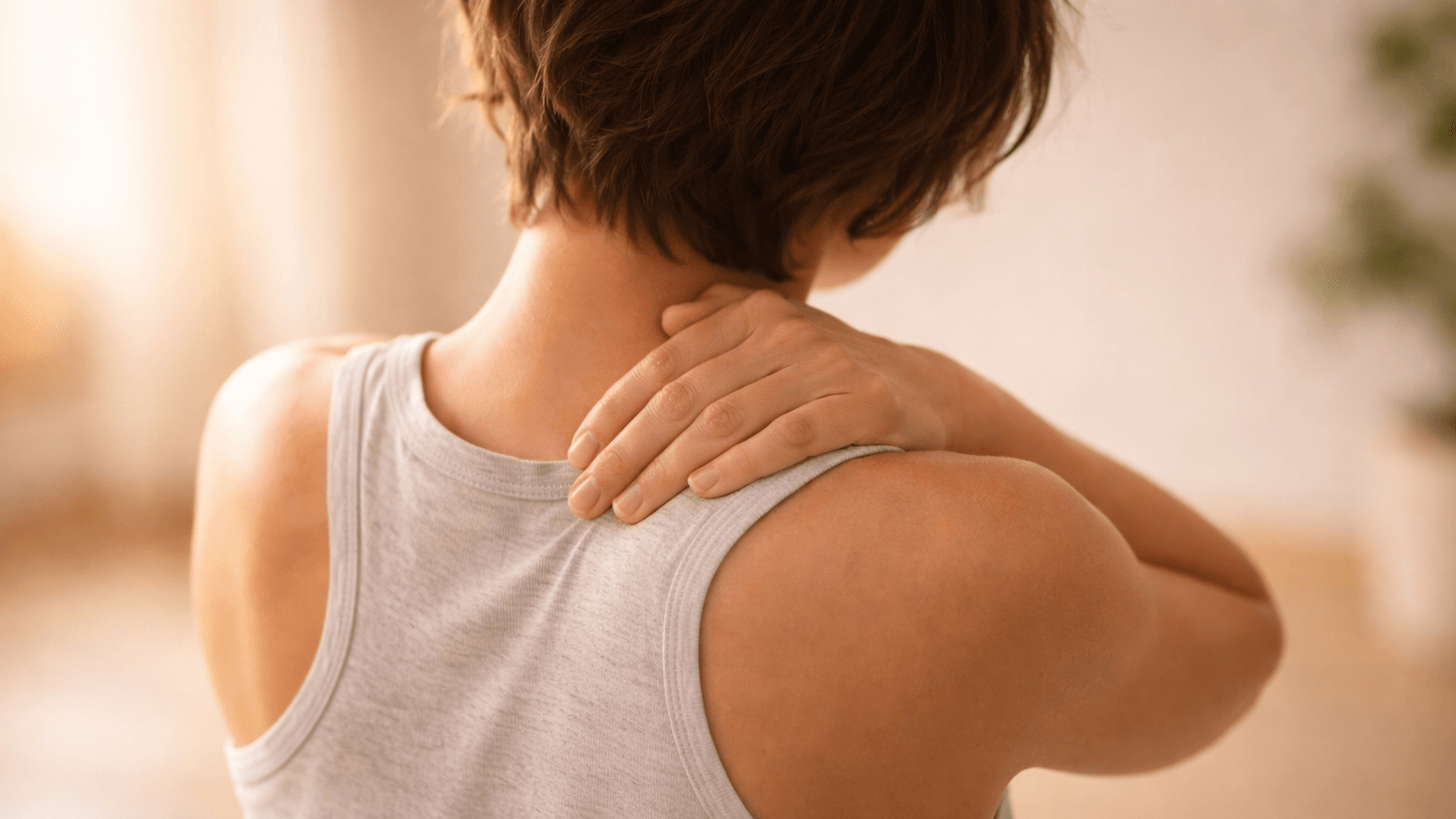 Illustrasjon av person med betennelse i skulderen