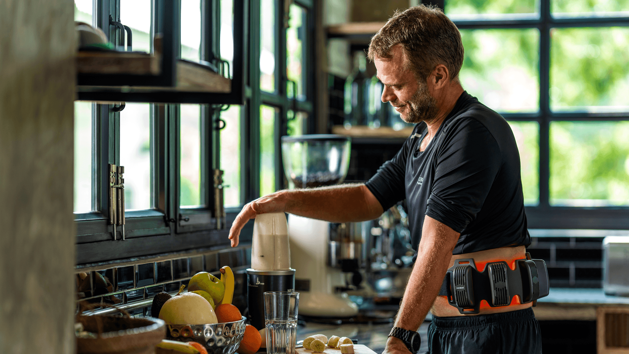 Illustrasjon av rødlysterapi med FlexBeam for restitusjon